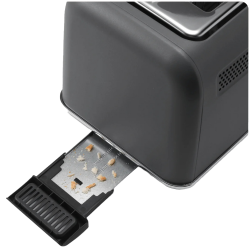 Prajitor de paine BUYDEEM DT730E, 900W, 2 felii, 9 programe automate, 9 trepte de prajire, Carcasa din otel inoxidabil, Afisaj LCD, Indicatori LED, Auto-centrare, Timer, Gri