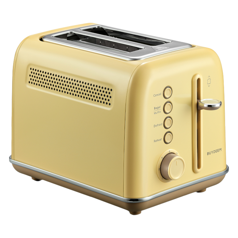 BUYDEEM DT620E Toaster, 900W, 2 slots, 7 automatic programs and browning levels, LED indicators, Crumb tray, Yellow