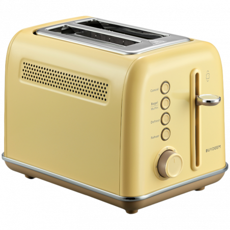 BUYDEEM DT620E Toaster, 900W, 2 slots, 7 automatic programs and browning levels, LED indicators, Crumb tray, Yellow