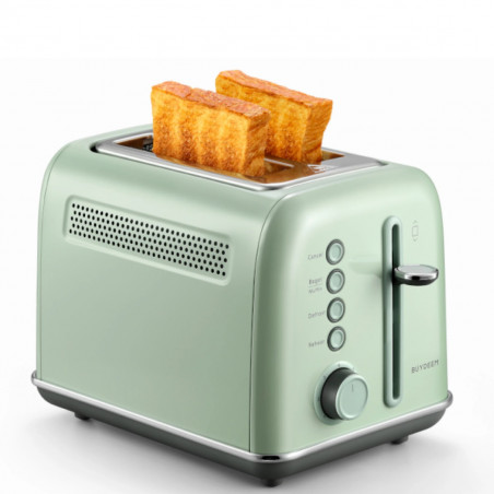 BUYDEEM DT620E Toaster, 900W, 2 slots, 7 automatic programs and browning levels, LED indicators, Crumb tray, Green