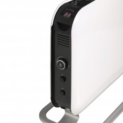 Convertor electric podea Mill SG2000LED, 2000W, 3 trepte, Ventilator integrat, Functionare silentioasa, Margini rotunjite, Termostat, Afisaj LED, Alb/Negru