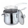 Kinghoff KH 4581 Frying Pan with Basket, 3.6 L, 18 cm, Glass Lid, Multi-layer Bottom, Induction Compatible, Stainless Steel