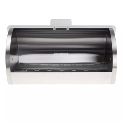Kinghoff KH 3203 Bread Box, 39.5 x 28 x 18.5 cm, Stainless Steel, Semi-transparent Lid, White/Gray