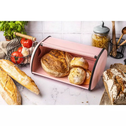 Kinghoff KH 1868 Bread Box, 44 cm, Soft-Close, Stainless Steel, Pink
