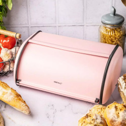 Kinghoff KH 1868 Bread Box, 44 cm, Soft-Close, Stainless Steel, Pink