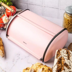 Kinghoff KH 1868 Bread Box, 44 cm, Soft-Close, Stainless Steel, Pink