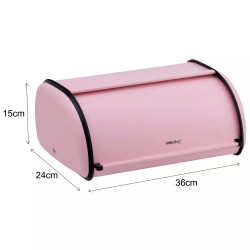 Kinghoff KH 1868 Bread Box, 44 cm, Soft-Close, Stainless Steel, Pink