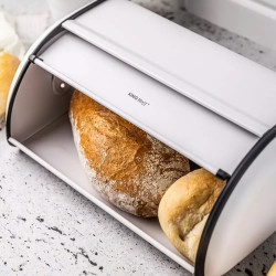 Kinghoff KH 1864 kenyértartó doboz, 18,5x27x44 cm, Sima nyitás és zárás, Acél, Fehér színű