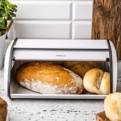 Kinghoff KH 1864 kenyértartó doboz, 18,5x27x44 cm, Sima nyitás és zárás, Acél, Fehér színű