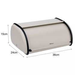 Cutie pentru paine Kinghoff KH 1754, 15x24x36 cm, Deschidere si inchidere lina, Otel, Bej