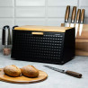 Κουτί ψωμιού Klausberg KB 7467, 35,5 cm, Ατσάλι, Μπαμπού, Πάνω και μπροστινό κάλυμμα, Μαύρο