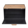 Cutie pentru paine Klausberg KB 7467, 35.5 cm, Otel, Bambus, Capac superior si frontal, Negru/Maro