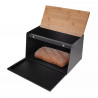 Cutie pentru paine Klausberg KB 7467, 35.5 cm, Otel, Bambus, Capac superior si frontal, Negru/Maro