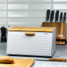 Cutie pentru paine Klausberg KB 7468, 35.5 cm, Otel, Bambus, Capac superior si frontal, Alb