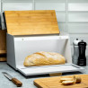 Klausberg KB 7468 Bread Box, 35.5 cm, Stainless Steel, Bamboo, Top and Front Lids, White