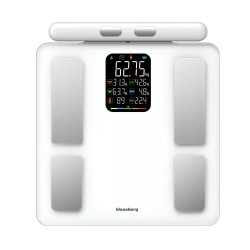 Електронна везна за баня Klausberg KB 7857, До 180 кг, Bluetooth, Android/iOS, LCD дисплей, Индикатор за грешки и батерия, 14 функции, Бял