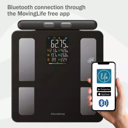 Електронна везна за баня Klausberg KB 7856, До 180 кг, Bluetooth, Android/iOS, LCD дисплей, Индикатор за грешки и батерия, 14 функции, Черен