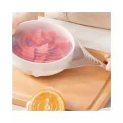 Set 6 capace din silicon Kinghoff KH 1902, -40 pana la 230°C, Etanse, Reutilizabile, Universale, Transparent