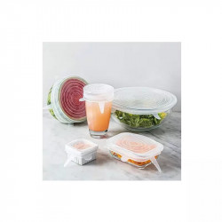 Set of 6 Kinghoff KH 1902 silicone lids, -40 to 230°C, tight and airtight seal, reusable, universal, transparent