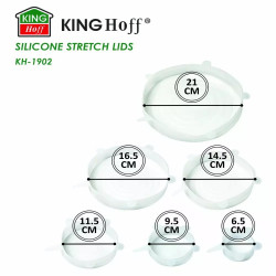 Σετ 6 καπακιών σιλικόνης Kinghoff KH 1902, -40 έως 230°C, Στεγανή και αεροστεγής εφαρμογή, Επαναχρησιμοποιήσιμο, Γενικής χρήσης, Διαφανές