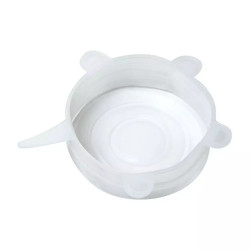 Set 6 capace din silicon Kinghoff KH 1902, -40 pana la 230°C, Etanse, Reutilizabile, Universale, Transparent