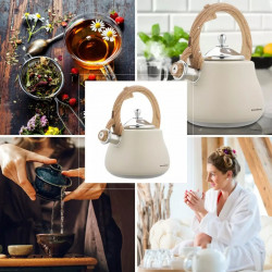 Klausberg KB 7919 Whistling Kettle, 2.8 L, Heat-Insulated Handle, Induction Compatible, Beige