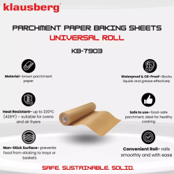Klausberg KB 7903 Baking Paper, 20 m Roll, 38 cm Wide, -40 to 230°C, All-Purpose, Non-Stick, Brown