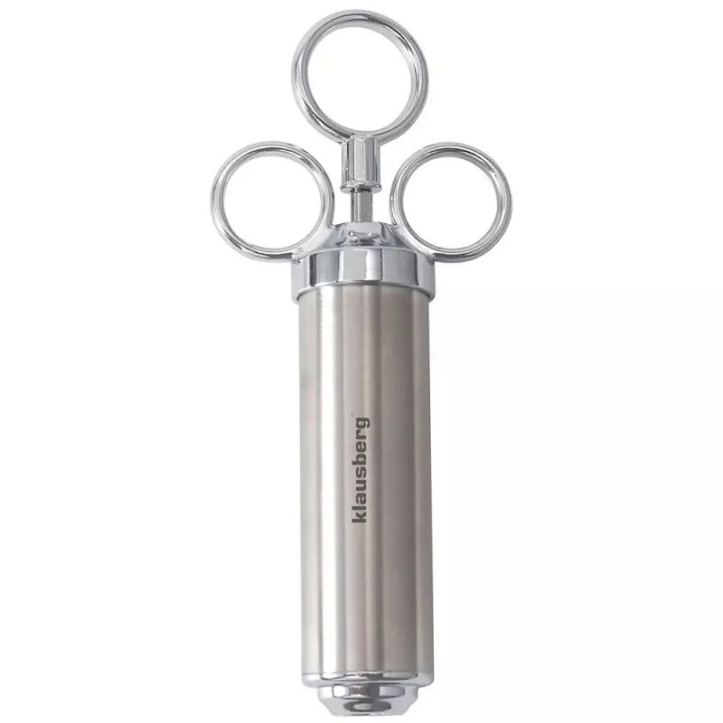 Спринцовка за мариноване на месо Klausberg KB 7842, 60 мл, 3 игли, Неръждаема стомана, Без BPA, Сребрист