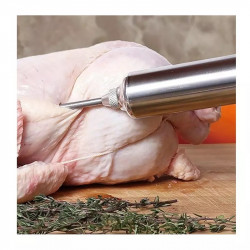 Hús pácoló fecskendő Klausberg KB 7842, 60 ml, 3 tű, rozsdamentes acél, BPA-mentes, ezüst színű