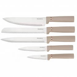 Set cutite si ustensile Klausberg KB 7935, Tocator si suport, 12 piese, Bej