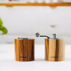 Set rasnitа pentru piper si solnita Klausberg KB 7859, Mecanism ceramic, lLemn de salcam, Maro