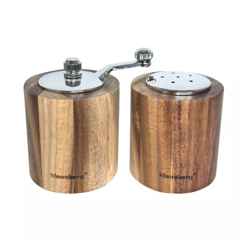 Set rasnitа pentru piper si solnita Klausberg KB 7859, Mecanism ceramic, lLemn de salcam, Maro