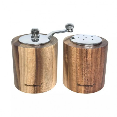 Klausberg KB 7859 Pepper Mill and Salt Shaker Set, Ceramic Mechanism, Acacia Wood, Brown