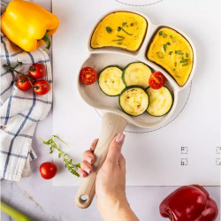 Klausberg KB 7825 3-Compartment Skillet, 19 cm, Marble Finish, Induction, Beige