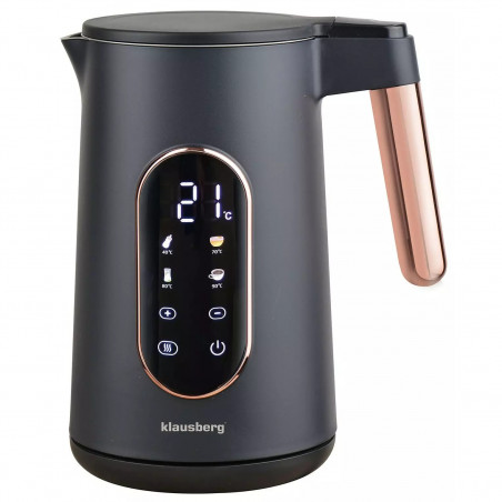 Ηλεκτρικός βραστήρας Klausberg KB 7892, 2200W, 1.7 l, 13 ρυθμίσεις, 4 προγράμματα, οθόνη LED, περιστρεφόμενη βάση, μαύρο/ροζ χρυσό