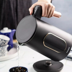 Cana elctrica Klausberg KB 7892, 2200W, 1,7 l, 13 setari, 4 programe, Afisaj LED, Baza rotativa, Negru / Roz auriu