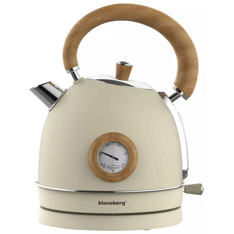 Ηλεκτρικός βραστήρας με θερμόμετρο Klausberg KB 7906, 2200W, 1.8 l, Ένδειξη στάθμης νερού, Προστασία υπερθέρμανσης, Κρέμα