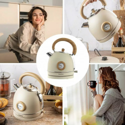 Ηλεκτρικός βραστήρας με θερμόμετρο Klausberg KB 7906, 2200W, 1.8 l, Ένδειξη στάθμης νερού, Προστασία υπερθέρμανσης, Κρέμα