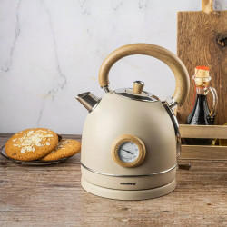 Ηλεκτρικός βραστήρας με θερμόμετρο Klausberg KB 7906, 2200W, 1.8 l, Ένδειξη στάθμης νερού, Προστασία υπερθέρμανσης, Κρέμα