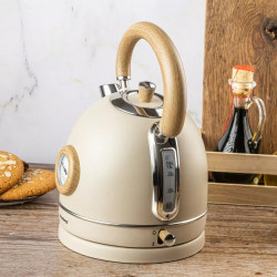 Ηλεκτρικός βραστήρας με θερμόμετρο Klausberg KB 7906, 2200W, 1.8 l, Ένδειξη στάθμης νερού, Προστασία υπερθέρμανσης, Κρέμα