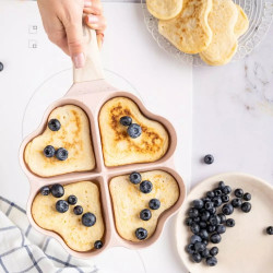 Тиган с 4 отделения Klausberg KB 7820, 19 см, Във формата на сърце, Mраморно покритие, Индукция, Розов