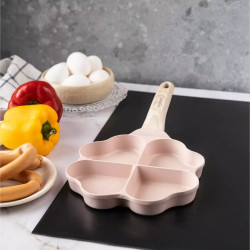 Тиган с 4 отделения Klausberg KB 7820, 35.5х19.2х2.8 см, Във формата на сърце, Незалепващо мраморно покритие, Студена дръжка, Индукция, Розов