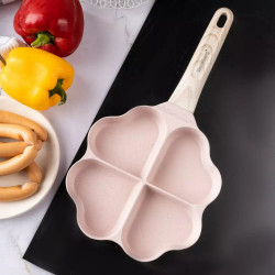 Тиган с 4 отделения Klausberg KB 7820, 35.5х19.2х2.8 см, Във формата на сърце, Незалепващо мраморно покритие, Студена дръжка, Индукция, Розов