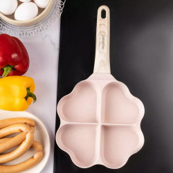 Тиган с 4 отделения Klausberg KB 7820, 19 см, Във формата на сърце, Mраморно покритие, Индукция, Розов