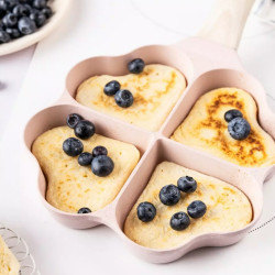 Тиган с 4 отделения Klausberg KB 7820, 35.5х19.2х2.8 см, Във формата на сърце, Незалепващо мраморно покритие, Студена дръжка, Индукция, Розов