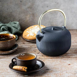 Kinghoff KH 1931, 1 l, profilozott kifolyócső, öntöttvas, zománcozott belső, fekete