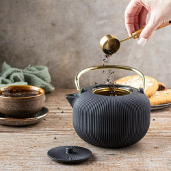 Εγχυτήρας Kinghoff KH 1931, 1 l, Προφίλ στόμιο, Χυτοσίδηρος, Εσωτερικό με εμαγιέ, Μαύρο