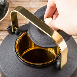 Ceainic din fonta cu infuzor Kinghoff KH 1935, 1 l, Interior emailat, Inductie, Negru