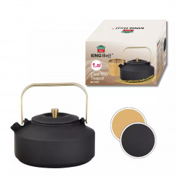 Ceainic din fonta cu infuzor Kinghoff KH 1935, 1 l, Interior emailat, Inductie, Negru