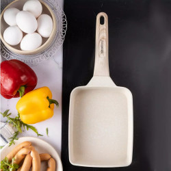 Klausberg KB 7815 Frying Pan, Rectangular, 15 cm, Marble Finish, Induction, Beige